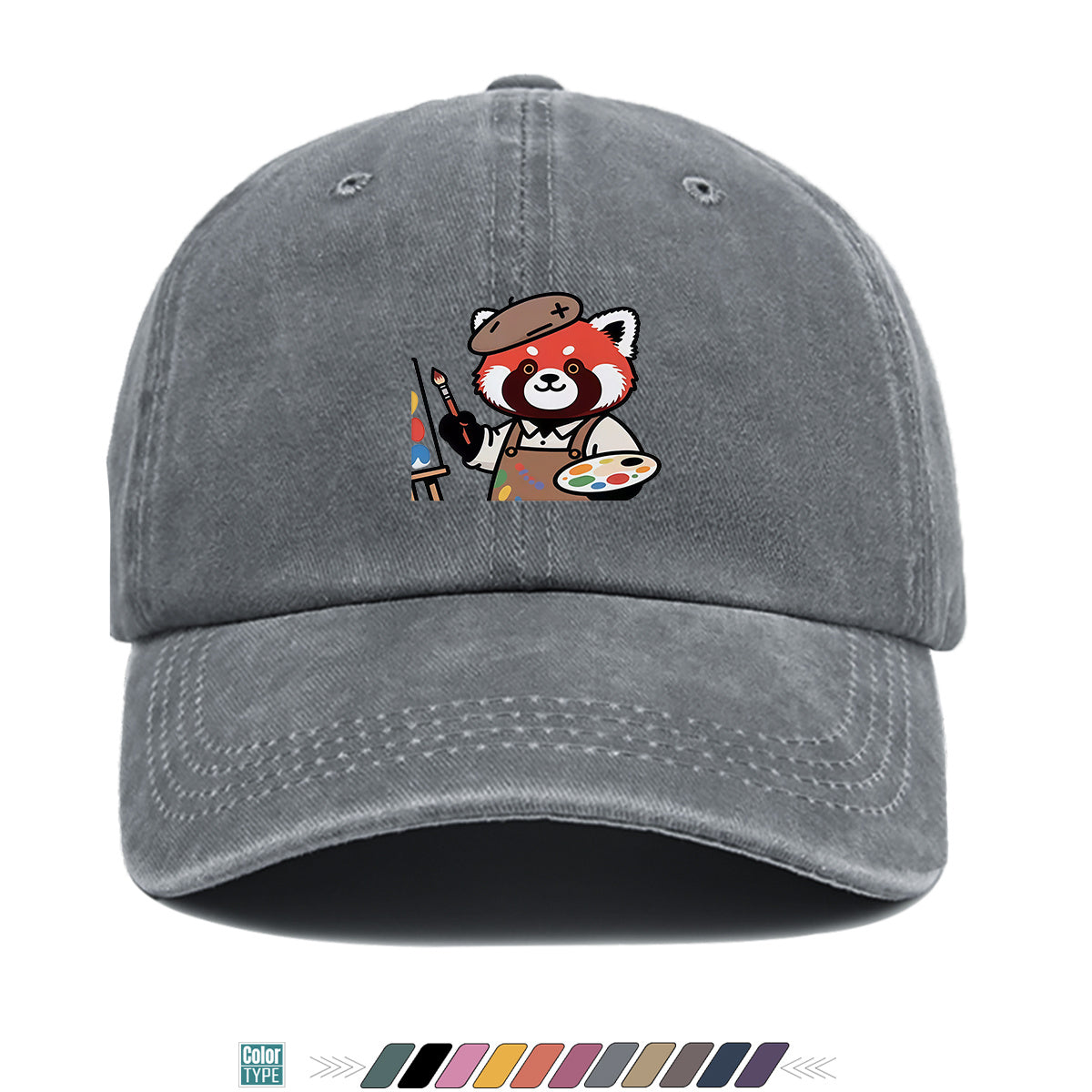1pc Little Panda Painter Cap - Cute Panda & Brush Print Baseball Hat, Adjustable Duckbill Suitable for Outdoor Sketching, Museum Visits, Travel - Unisex for Men & Women, Creative Gift for Artists,, Birthday Present