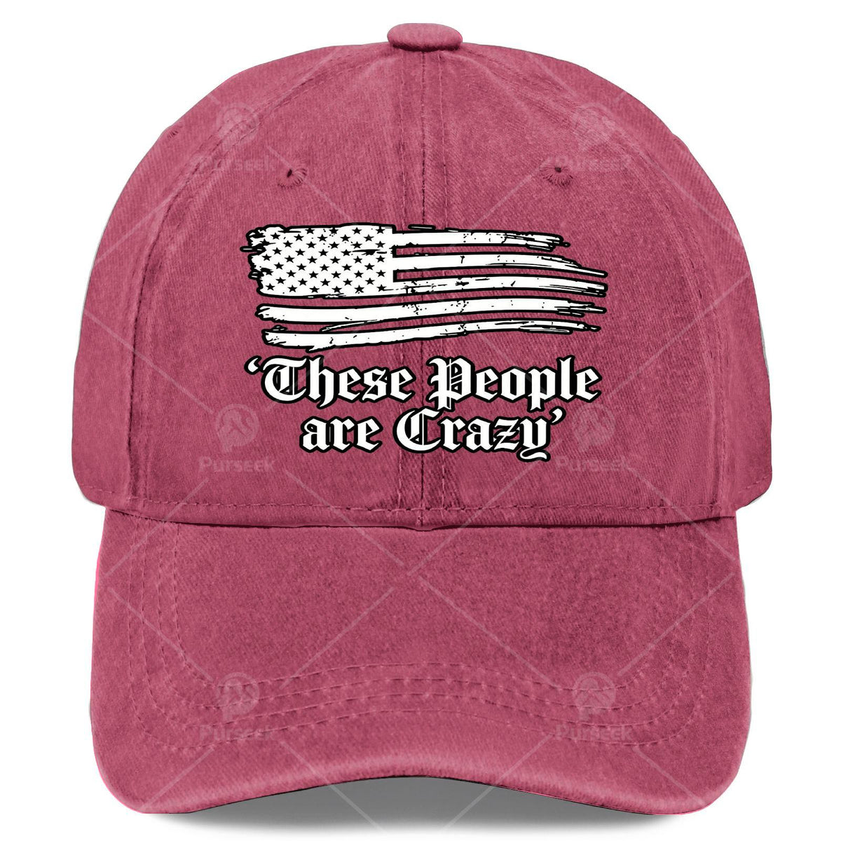 These People Are Crazy USA Flag Vintage Baseball Suitable for &, Retro Washed Unisex Hat with Full-Body Flag Print, Lightweight Round for 4th of, Games, Casual Wear
