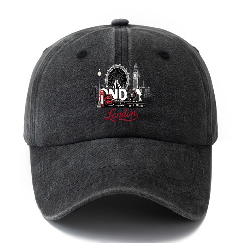 A Unisex Fashionable and Versatile Printed Ferris Wheel Baseball Cap, Featuring a Classic Vintage Washed Outdoor Lightweight Curved Brim. Suitable for Casual Occasions Such as Outdoor Vacations, Travel, and Camping. Also Works as a Hip-hop Hat