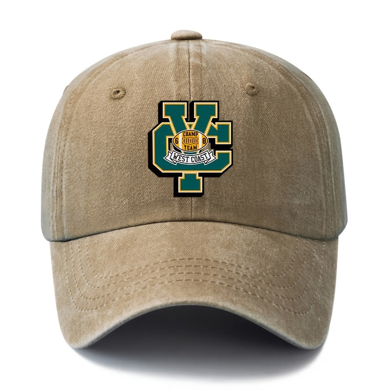 Unisex Fashion Versatile Printed CY WEST COAST Baseball Cap, Classic Retro Washed Outdoor Lightweight Curved Brim Hat, Trucker Hat, Suitable for Outdoor Vacation Travel Camping And Other Casual Occasions, Holiday Party Hip-Hop Hat