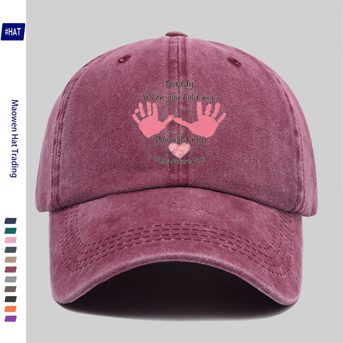 Adjustable Baseball Cap with "Daddy When You Hold Me" Lettering - Unisex Vintage Washed Hat Suitable for Streetwear, Machine Washable, Buckle Closure, Retro Design for Men & Women, Casual Fashion Accessory