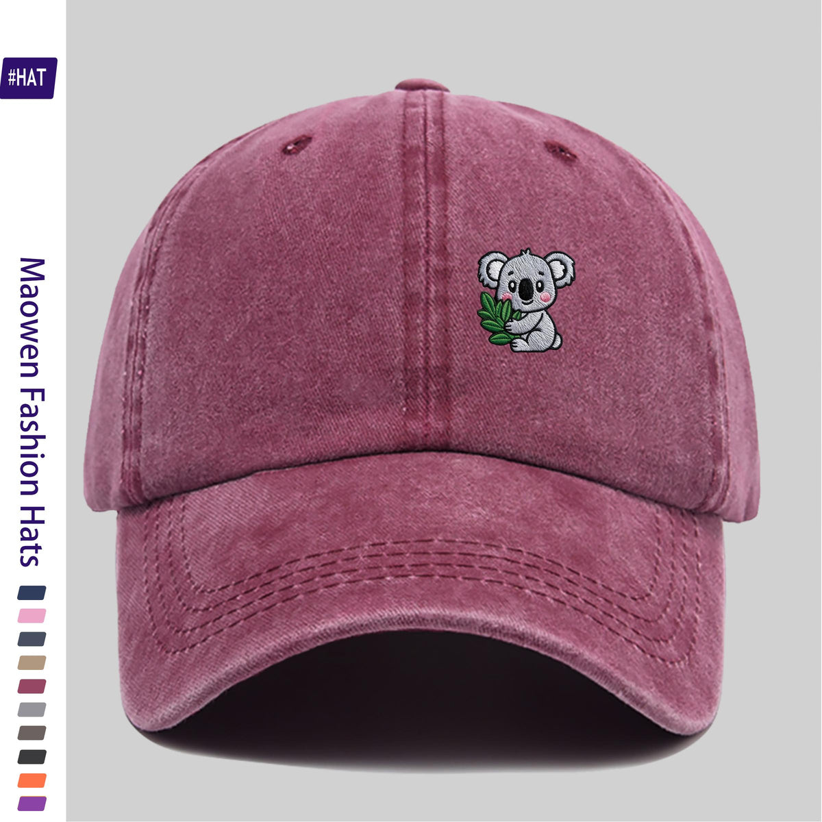 Cartoon-Style Koala Pattern Printed Washed Baseball Cap, New Vintage-Style Baseball Cap for Summer, Unisex Lightweight Outdoor Cap, Suitable for All Seasons, Travel And Casual Wear, Adjustable Size Trucker Cap, Ideal for Sports Enthusiasts