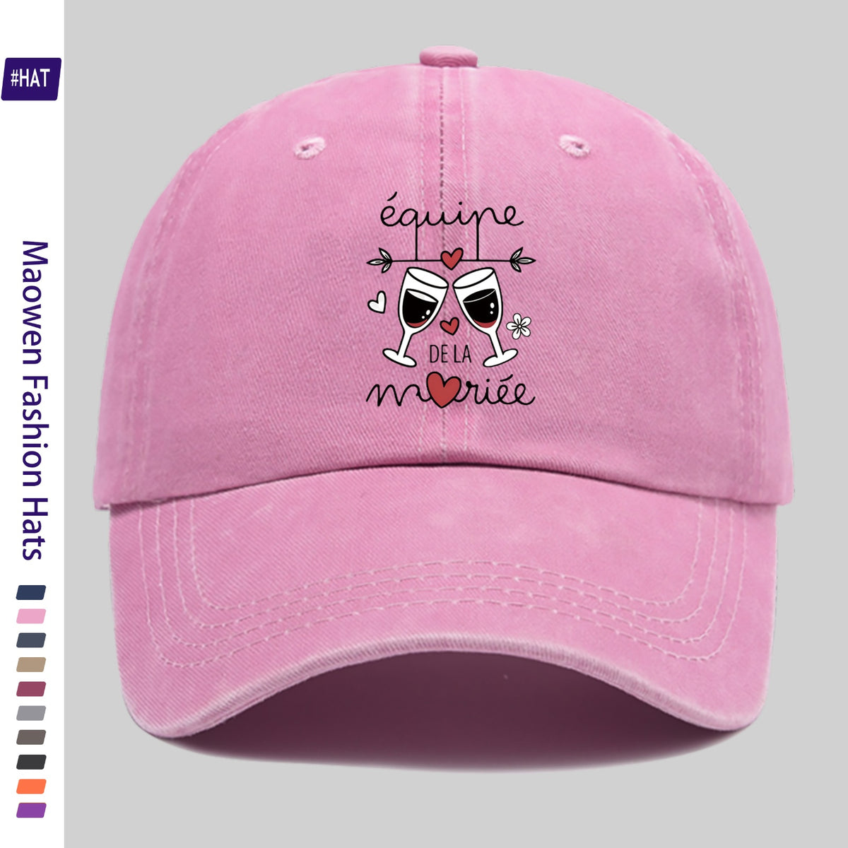 1pc Vintage Distressed Adjustable Sports Cap, Featuring a Stylish Wine Glass And Heart Decorative Pattern, with a Distressed Washed Cap Body And Fashionable Printed Design. It Is an Outdoor Casual Cap, a Fashionable Printed Breathable Baseball Cap