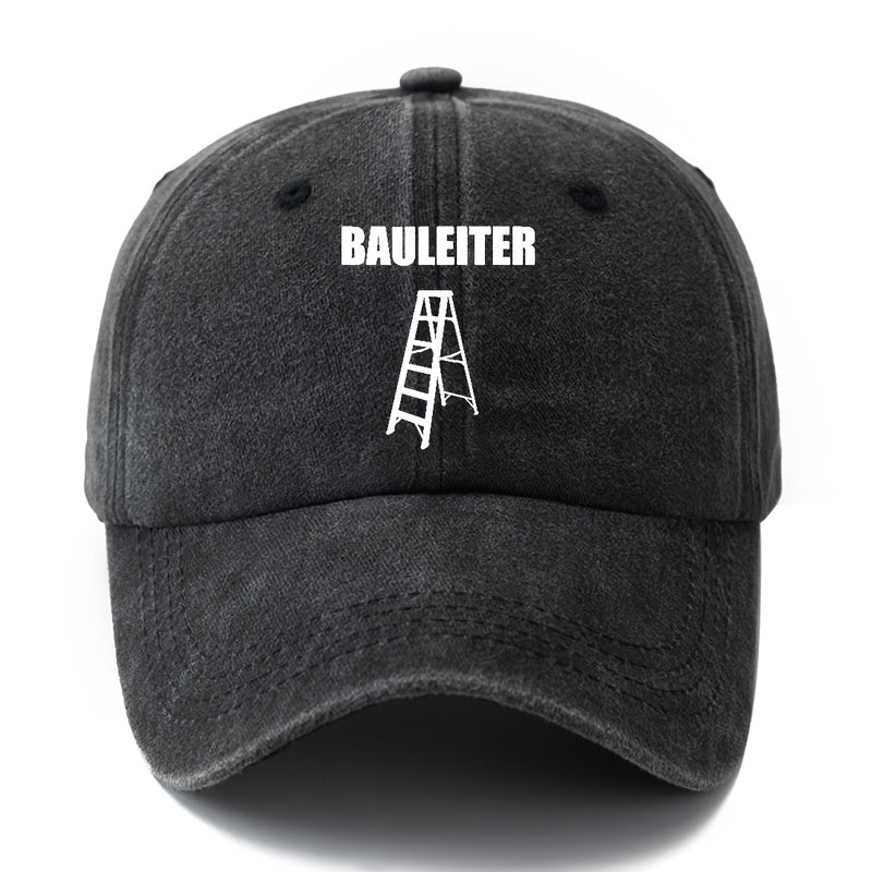 Unisex Fashion All-Match Printed BAULEITER Baseball Cap, Classic Vintage Washed Outdoor Lightweight Curved Brim Hat, Trucker Cap, Suitable for Outdoor Vacation Travel Camping And Casual Occasions, Holiday Party Hip-Hop Hat