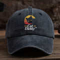 Fun Cat Print Baseball Cap Classic Washed Distressed Retro Curved Brim Hat Outdoor Casual Sports Running Hiking Camping Fishing Hat Soft Comfortable Dad Hat Individual Street Rock Hip-Hop Hat