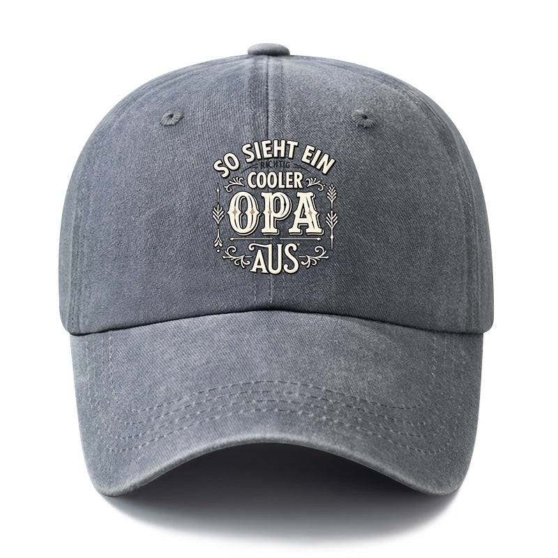 Unisex Fashion All-Match Printed OPA German Style Baseball Cap, Classic Vintage Washed Outdoor Lightweight Curved Brim Hat, Trucker Cap, Suitable for Outdoor Vacation Travel Camping And Casual Occasions, Holiday Party Hip-Hop Hat