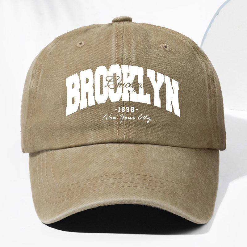Unisex BROOKLYN1898 Letter Print Washed Vintage Baseball Cap Fashion Men Women Sun Hat Adjustable Size Trucker Cap Suitable for All Seasons Daily Wear
