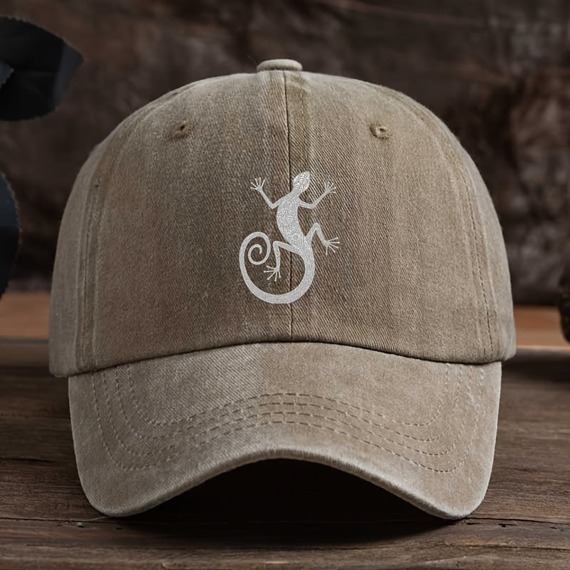 Men's Gecko Print Baseball Cap - Sporty Outdoor Hat with Gecko, Suitable for, Casual Wear & Themed Events, Versatile for Climbing, Everyday Use, Gecko-Themed
