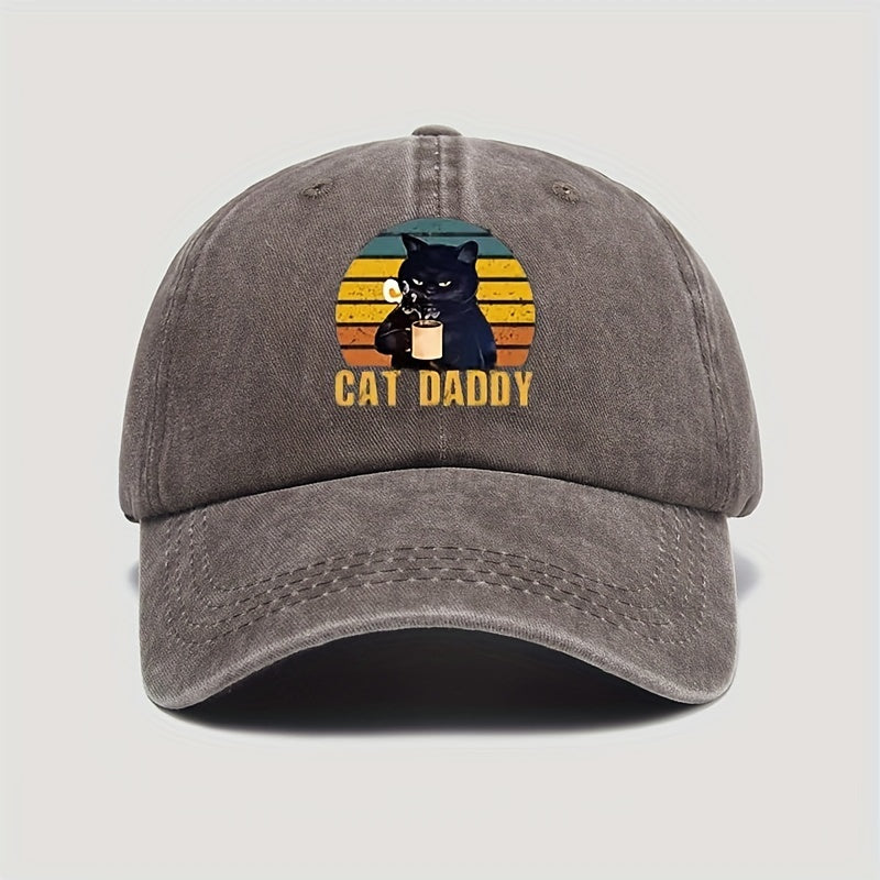 COFFE CAT DADDY Rainbow Pattern Print Adjustable Washed Men'S Baseball Cap Outdoor Fishing Dad Hat