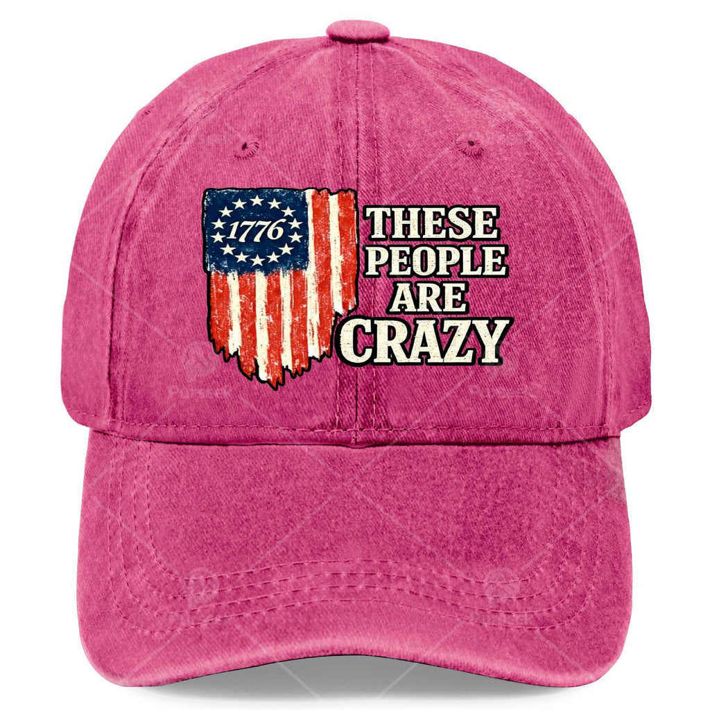 Funny "These People Are Crazy" Baseball Cap, Unisex, Cool Washed Vintage Baseball Cap