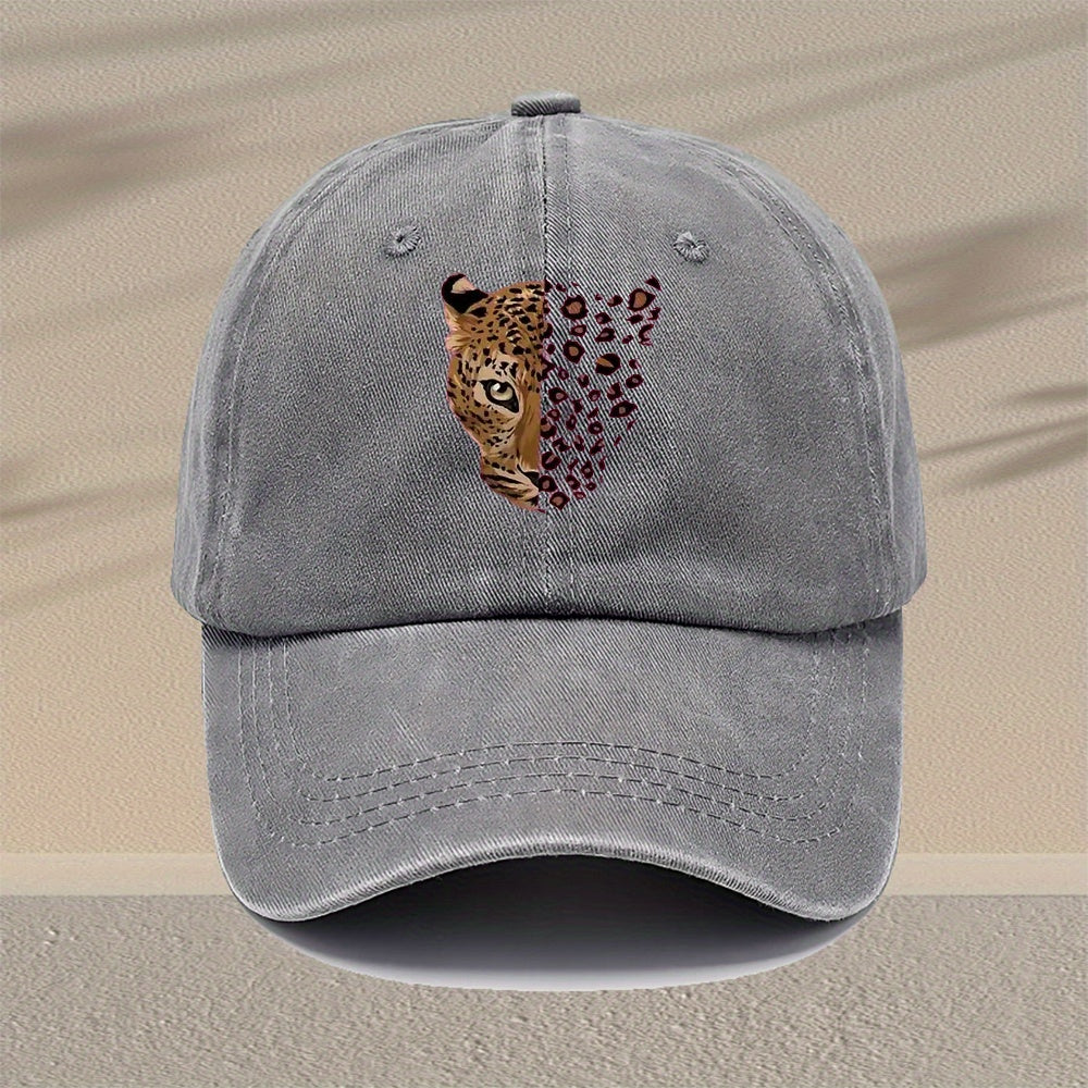 Men'S Leopard Print Baseball Cap - Adjustable Vintage Washed 100% Viscose Lightweight Outdoor Travel Casual Cap - Available in Multiple Colors, Perfect Gift