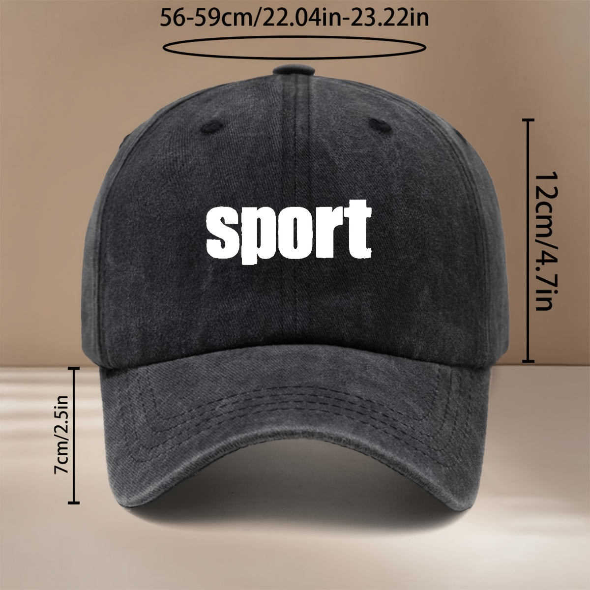 Baseball Cap with "sport" Text Graphic Print, Featuring a Relaxed and Simple Hip-hop Style. Unisex Trucker Hat Suitable for Vacations, Travel, Gatherings, and Camping. Comfortable and Lightweight Duckbill Cap with a Curved Brim That Slims the Face.
