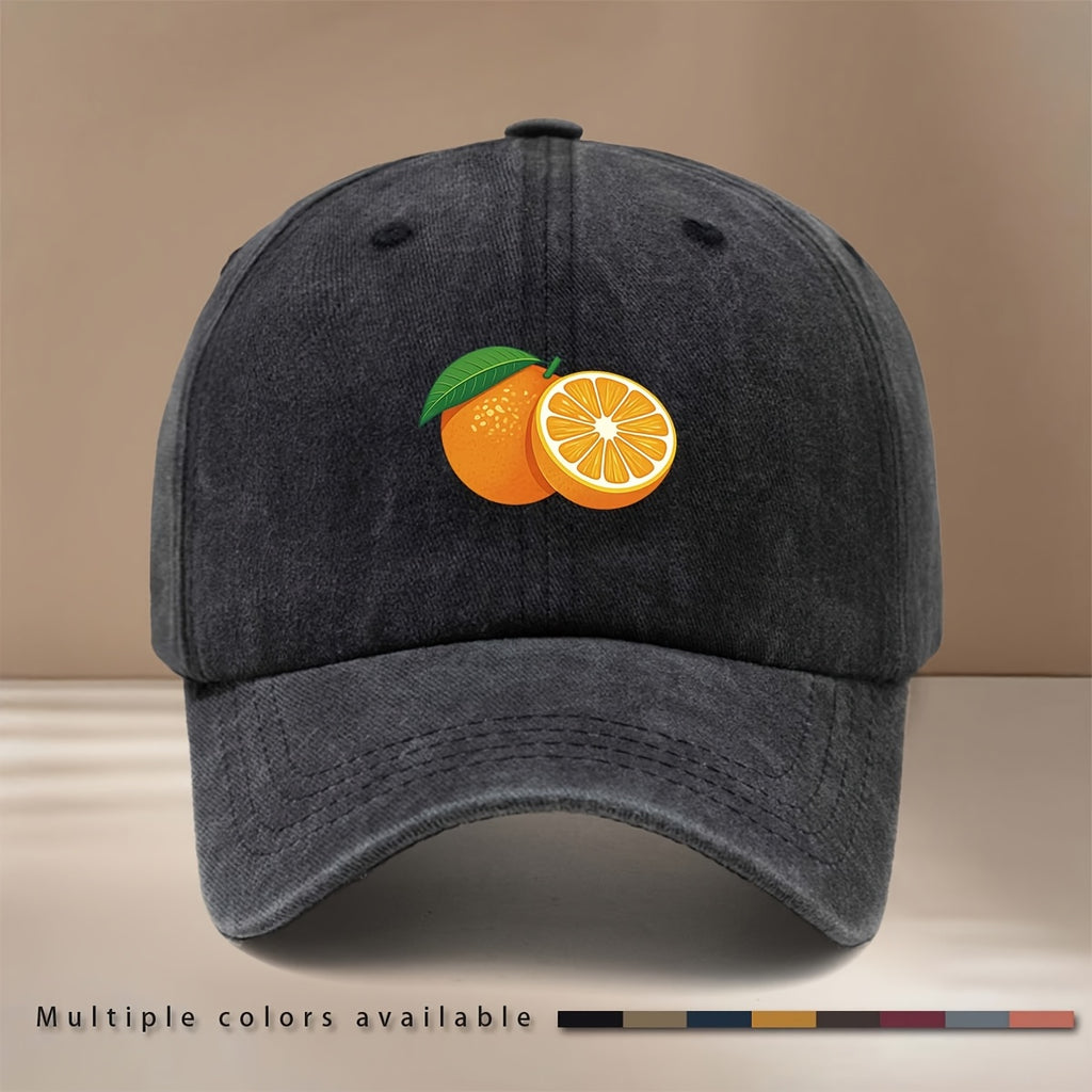 This Is a Baseball Cap with a Fresh Orange Slice Print Pattern. It's a Trendy, , Adjustable-size Curved-brim Hat Suitable for Both Men and Women. The Lightweight and Comfortable Snapback Cap Is Perfect for Outdoor Sports, Dinners, Camping, and Other