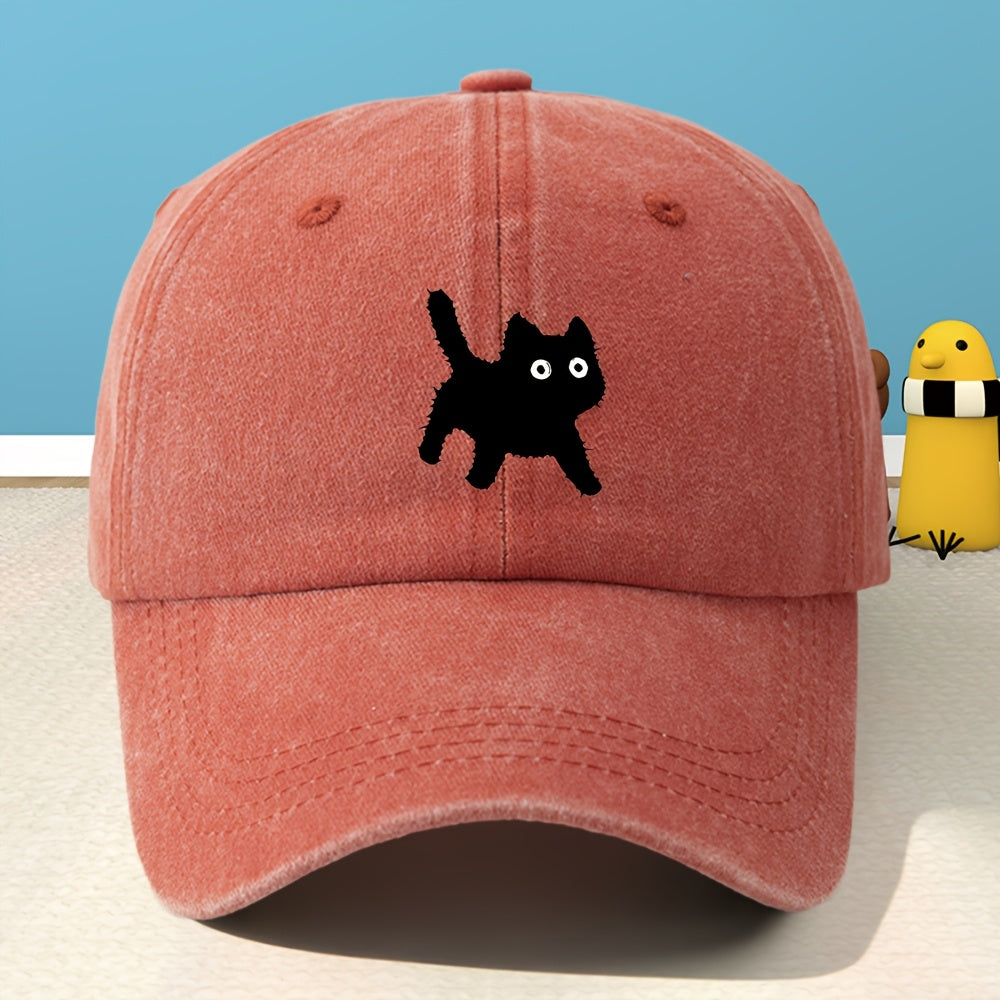 A Unisex Printed Baseball Cap, Unisex Classic Washed Distressed Retro Duck Tongue Hat, Outdoor Leisure Sports Shopping Vacation Hat, Personalized Street Rock Rap Hip-Hop Hat, Soft And Comfortable, Sweat-Absorbent, Adjustable Hat