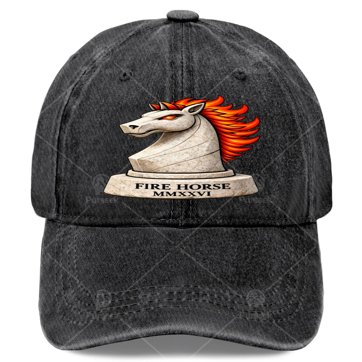 2026 Year of the Fire Horse Lunar New Year - Retro Chinese Zodiac Symbol Full-Body Fire Horse Print, Unisex for &, for Events, Christmas, 4th - Lightweight Round Top Hat