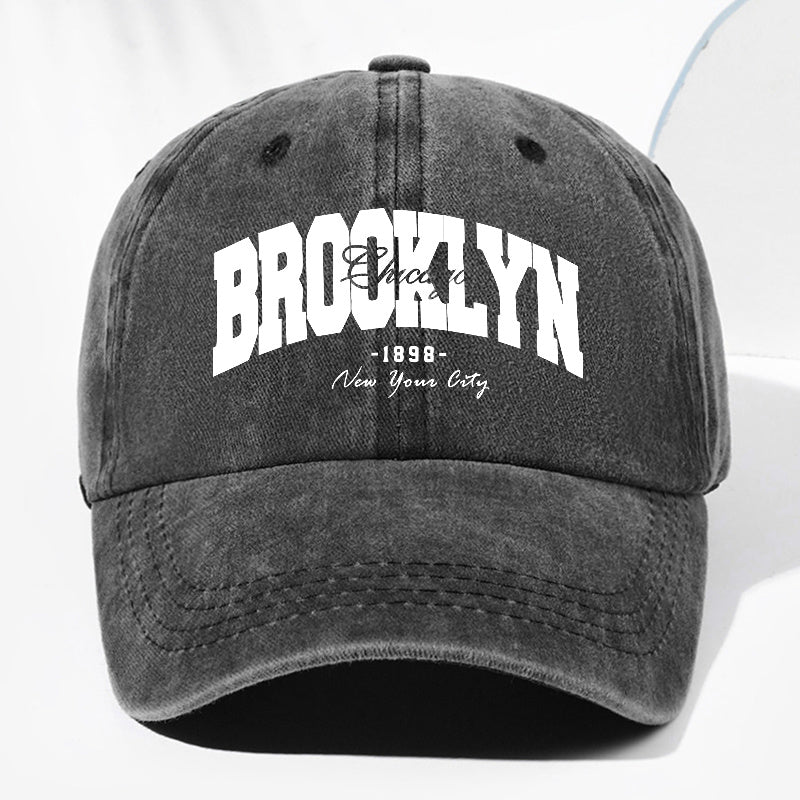 Unisex BROOKLYN1898 Letter Print Washed Vintage Baseball Cap Fashion Men Women Sun Hat Adjustable Size Trucker Cap Suitable for All Seasons Daily Wear