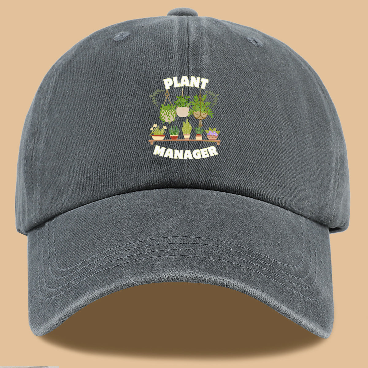 1pc "PLANT MANAGER" Plant-Themed Printed Baseball Cap, Cute Greenery Pattern Sun Hat, Fashionable Fresh Aesthetic Unisex Cap, Adjustable Size Gardening Enthusiast Essential Hat, Office Desktop Plant Lover Hat, Suitable for Outdoor Gardening