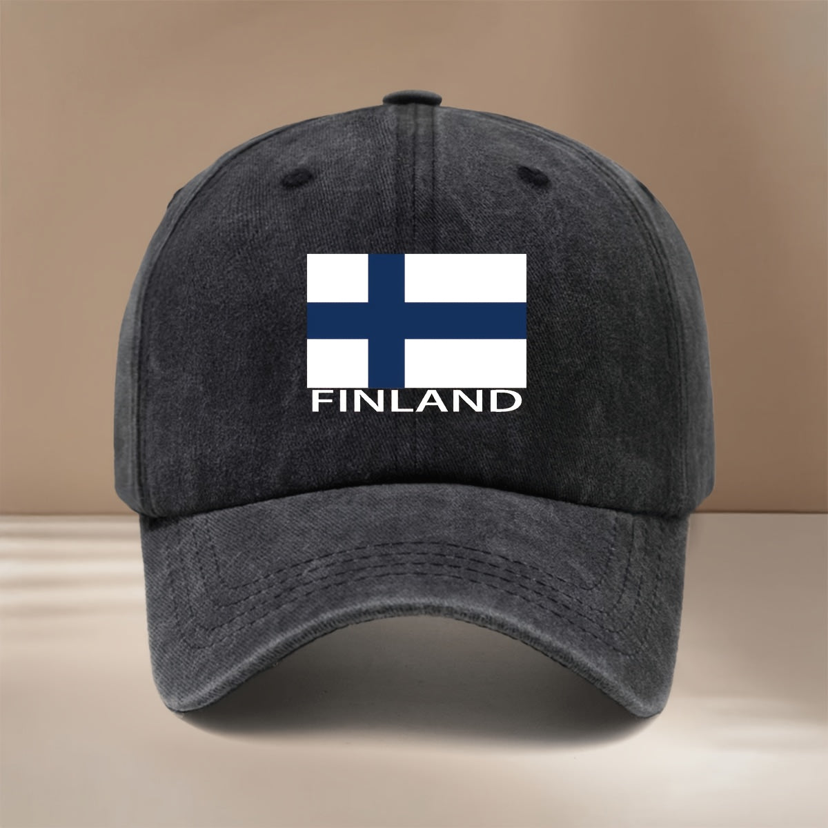 FINLAND Text Flag Print Pattern Baseball Cap, Relaxed Fit Duckbill Cap, Lightweight Textured Casual Hat, Simple and Stylish Hip-Hop Hat, Unisex Six-Panel Cap, for Vacation, Travel, Dinner Parties, Camping, Pair with Curved Brim Hat, Suitable for All
