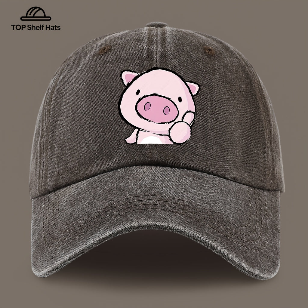 1pc Cute and Playful Piglet Pattern Printed Baseball Cap, Lightweight, Comfortable, and Breathable, Adjustable Size, An Excellent Valentine's Day Gift for Your Partner, Unisex Outdoor Casual Wear Accessory, Mom and Dad's Beach Vacation Leisure Sun