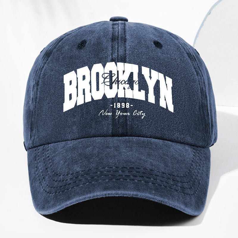 Unisex BROOKLYN1898 Letter Print Washed Vintage Baseball Cap Fashion Men Women Sun Hat Adjustable Size Trucker Cap Suitable for All Seasons Daily Wear