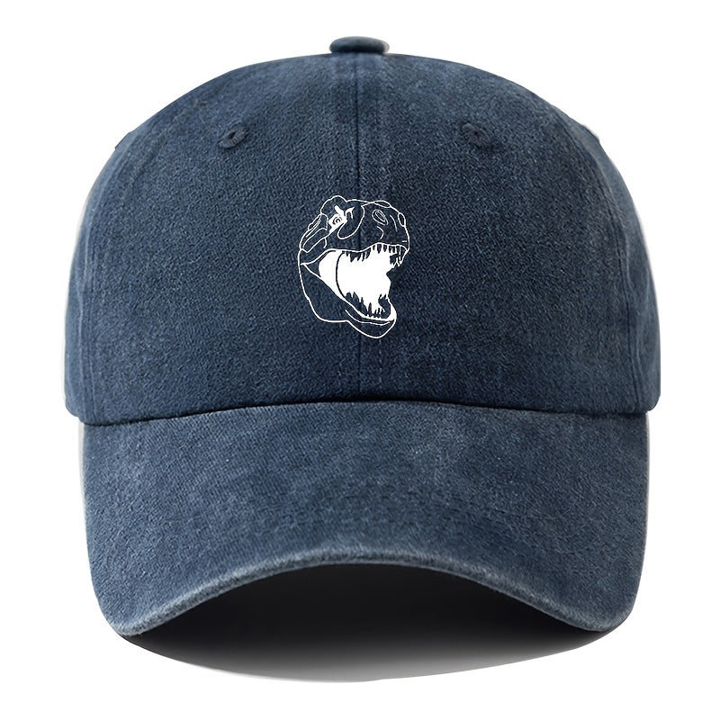 A Printed Washed Vintage Unisex Baseball Cap, Adjustable, in European and American Fashion, Featuring a Duckbill Style, Suitable for Outdoor Camping, Travel, Parties, Hip-hop, and Curved-brim Designs, Making It a Trendy Baseball Cap