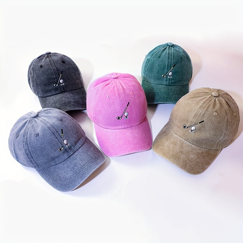 Men'S Adjustable Baseball Cap Featuring Golf Club Embroidery - Made from Lightweight Elastic Material, Designed for Casual Sports, Easy to Hand Wash, Perfect for Golf Enthusiasts And Casual Outfits