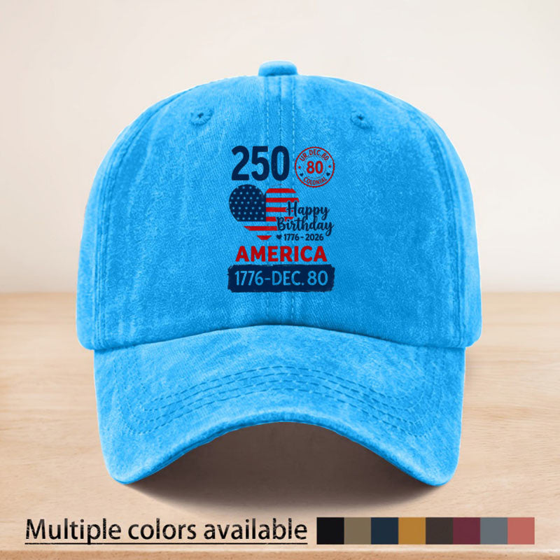 Vintage American-Style 250Th Anniversary Commemorative Printed Baseball Cap, with Adjustable Strap, Suitable for All Seasons, Versatile in Use, Lightweight And Breathable, Hat, Ideal for Outdoor Sports, Fishing, Picnics, Camping