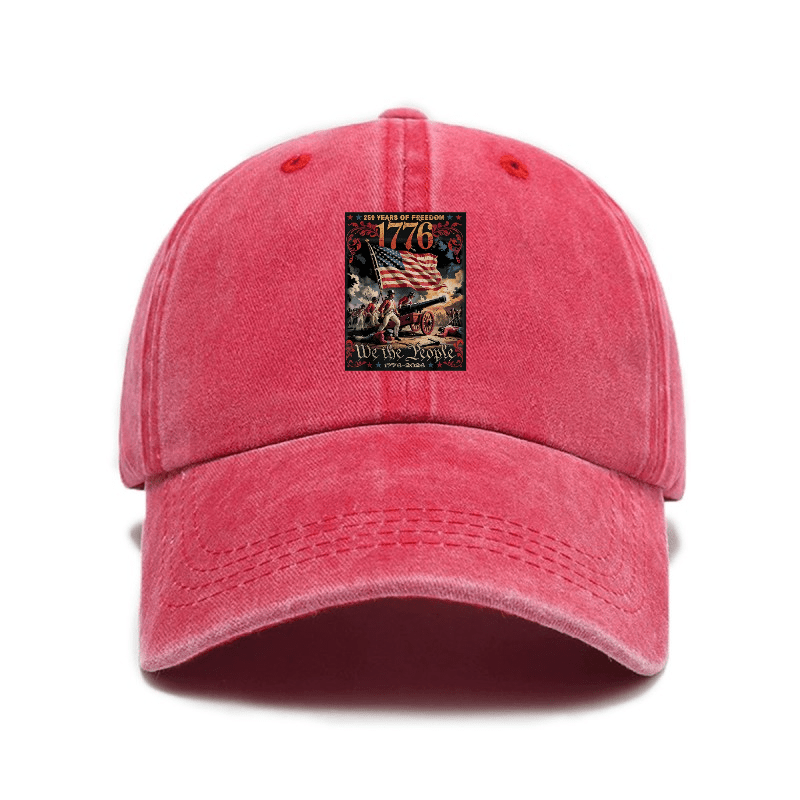 1776 American Elements Print Baseball Cap | Fashionable, Unisex, Casual Outdoor, Adjustable Buckle Closure, Hand Washable