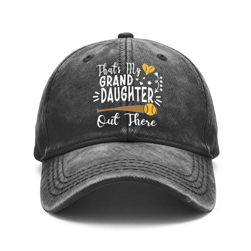 1pc Vintage Washed Unisex Baseball Caps, That' S My Granddaughter Out There, Softball Design Print, Adjustable, Suitable for Outdoor Activities And Casual Wear, Gifts for Men And Women, Friends