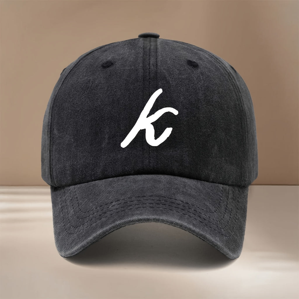 This Is a Comfortable And Trendy Baseball Cap Featuring a Handwritten Letter 'K' Design. It Has an Adjustable Size And Is Suitable for Both Men And Women. The Easy And Lightweight Curved-Brim Hat Is Perfect for Outdoor Sports, Gatherings