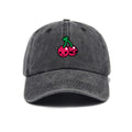 Washed Distressed Printed Baseball Cap Adult Cartoon Cherry Print Washed Distressed Soft Top Baseball Cap Unisex All-Match Outdoor Sun Hat