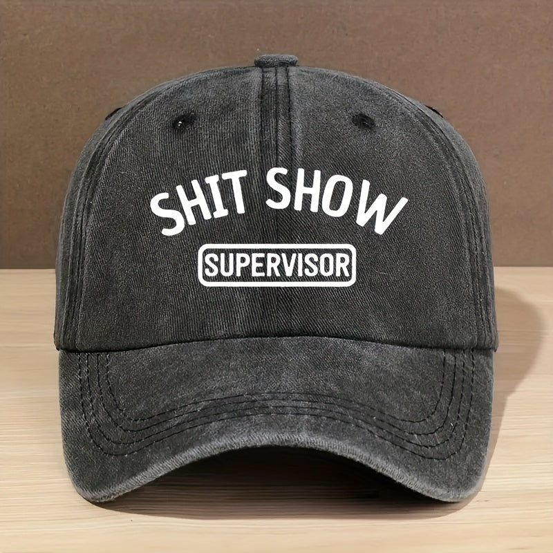 Vintage Style Baseball Cap, 100% Polyester Breathable Fabric, Adjustable Fashion Hat with 'SHIT SHOW SUPERVISOR' Print, Suitable for Daily Wear and Outdoor Activities, Outdoor Hat| Fashion Accessories| Adjustable Fit Hat, Baseball Cap