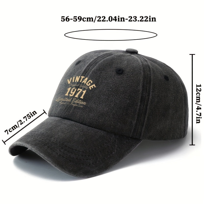 MAKEFGE Limited Edition Vintage 1971 Trucker Hat - Retro Cap with Structured Brim & Logo, Lightweight Washed Look, for all-Season Outdoor/Casual Wear (Black/Brown/Burgundy/Navy) - Unisex Buckle Closure Cap