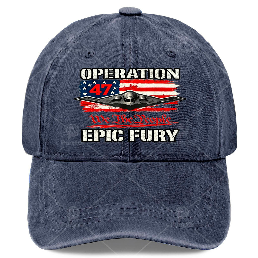 Unisex Vintage Washed Baseball Featuring The American Flag And Epic Fury Designs