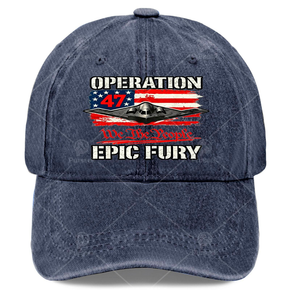 Unisex Vintage Washed Baseball Featuring The American Flag And Epic Fury Designs