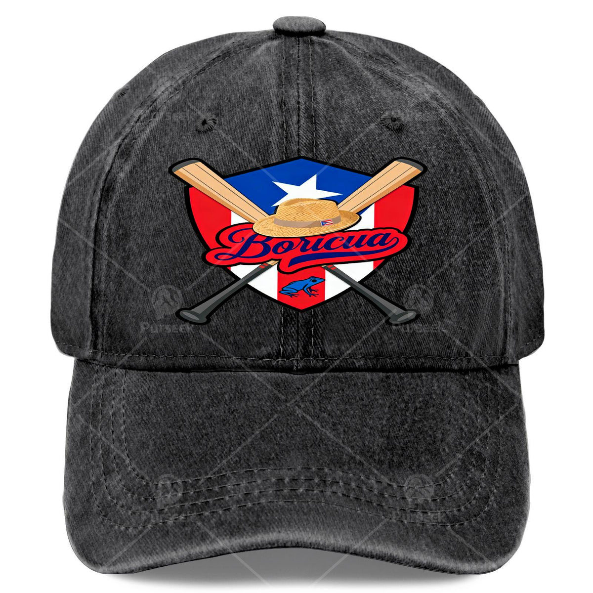 Boricua Puerto Rico Baseball Coqui Frog Pava Hat Fan Baseball Hat Unisex
