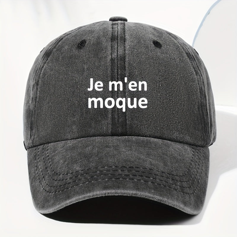 Men' & Women' Vintage French "Je M'en Moque" Trucker Hat - Adjustable Washed Soft-Top Baseball Cap Suitable for Outdoor, Fishing, Sports, Casual Wear - Unisex Suitable for Driving, Vacation, and Daily Activities