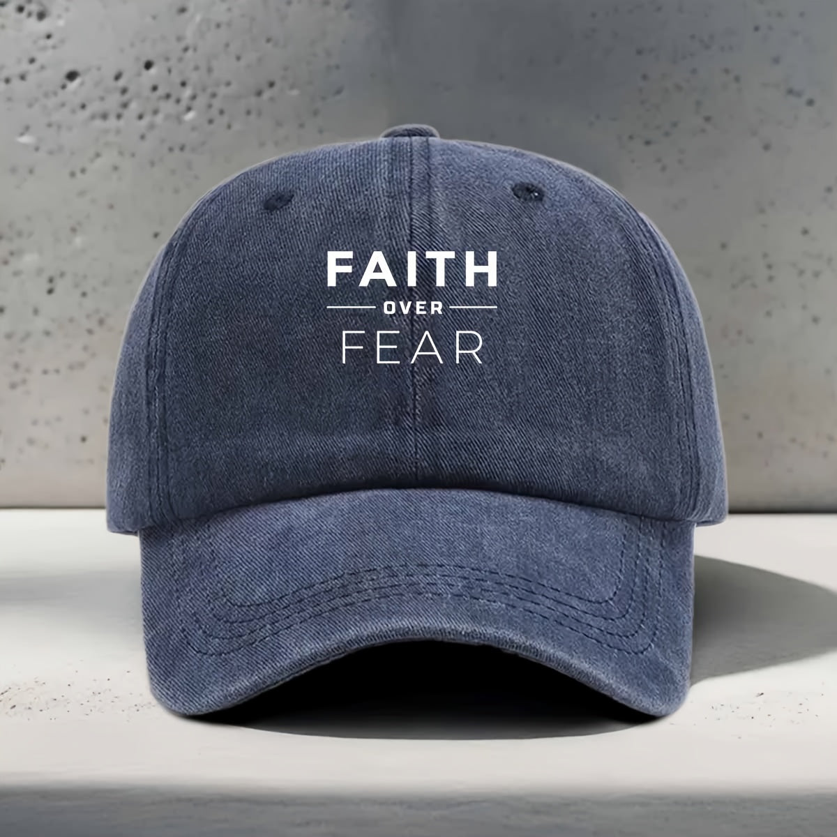 Women'S Baseball Cap with English Print FAITH OVER FEAR Inspirational Slogan, Casual Fashion Individual All-Match Street Trendy Unisex Duckbill Hat, Daily Commuting Outdoor Sports Fitness Yoga