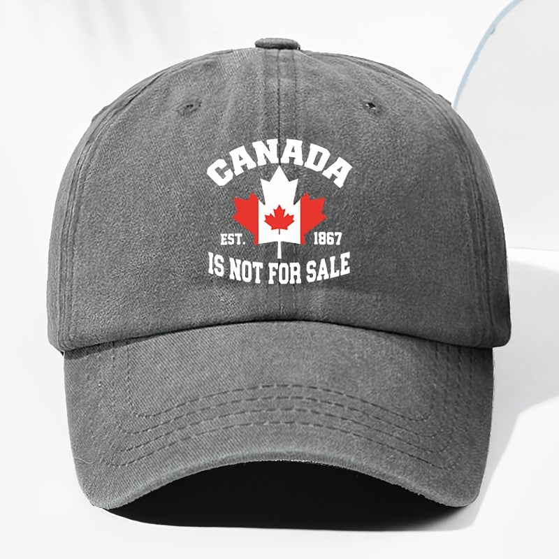 Unisex Canadian CANADA Maple Leaf Print Washed Vintage Baseball Cap, Fashionable Sun Outdoor Hat for Men and Women, Adjustable Trucker Hat Suitable for All Seasons and Daily Wear
