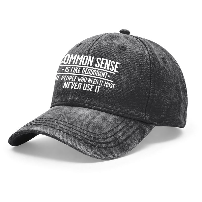 1pc Retro Style Unisex Baseball Caps, Slogan Print: Common Sense Is Like Deodorant, Adjustable Fit, Ideal for Outdoor Activities And Casual Outfits, Perfect Gifts for Both Men And Women, Friends