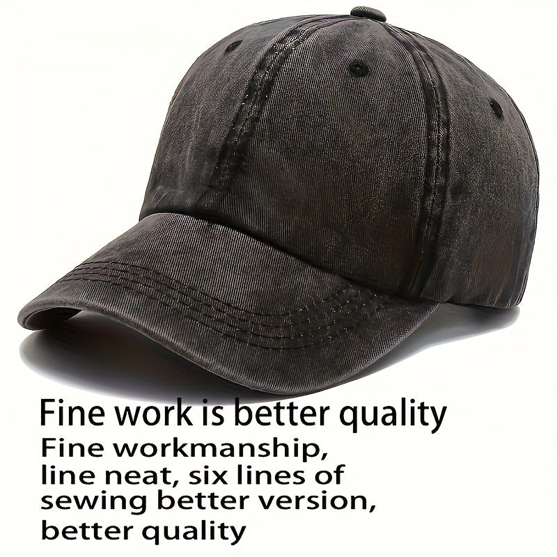 Vintage Washed Distressed Letter Print Baseball Cap with Retro Lettering & Adjustable Buckle Closure - Suitable for Outdoor Sports, Hiking, Casual Wear, Machine Washable Sun Hat Gift Choice for And