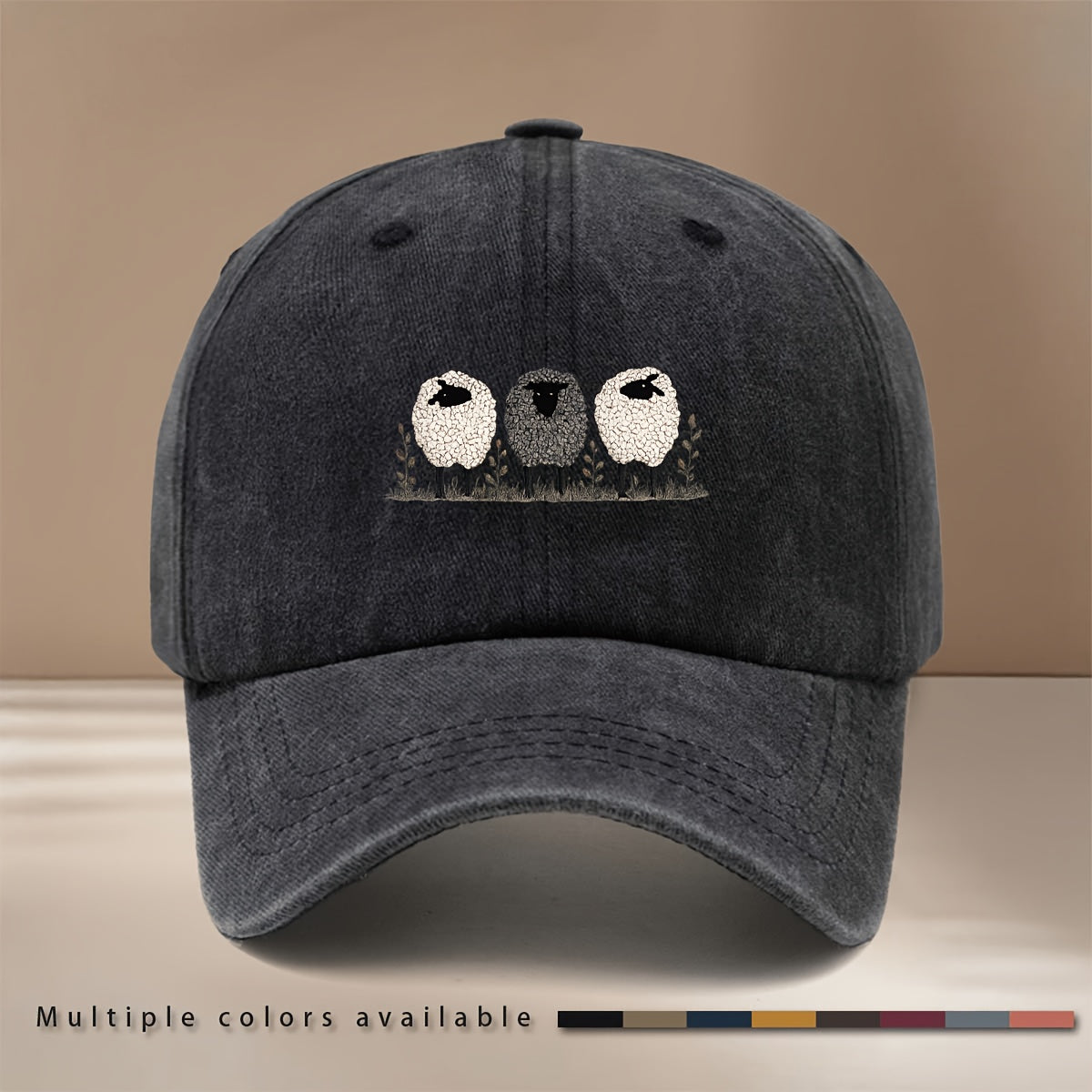 This Is a Baseball Cap with a Small Flock of Sheep Print, Suitable for All Seasons, with an Adjustable Size. It's a Unisex Hip-hop Hat, a Lightweight and Simple Snapback Cap for Outdoor Sports, Dinners, and Camping. It's a Trendy  Curved-brim Hat