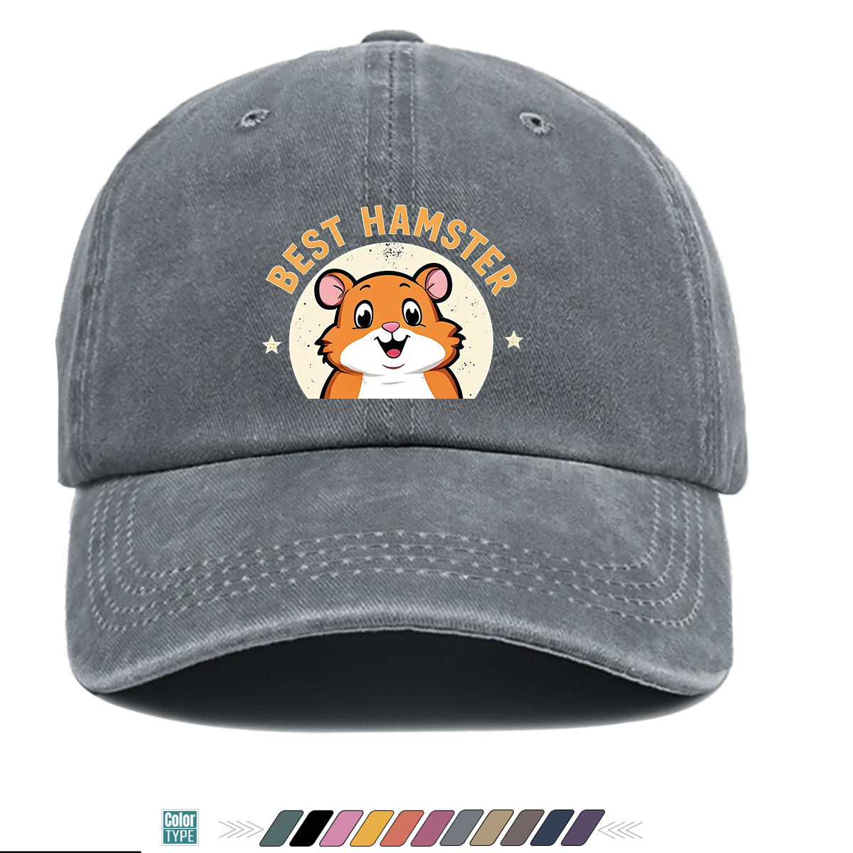 1pc "Best Hamster" Cartoon Hamster Print Baseball Cap, Cute And Playful Sun Hat, Fashionable Casual Unisex Hat, Adjustable Size, Daily Hat, Couple Outing Hat, Suitable for Park Play, Easy Dressing, Shopping, Hiking, Outdoor Picnic