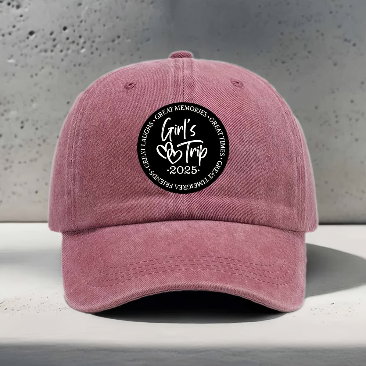 Women'S Baseball Cap 2025 New Style Heart Pattern English Print Trip Daily Casual Outing Versatile Best Friend Travel Good Times Artistic Fresh Travel Style Party Wear Trendy Accessory Round Sticker Sister Exclusive Memory Symbol Classic Fashion Duc