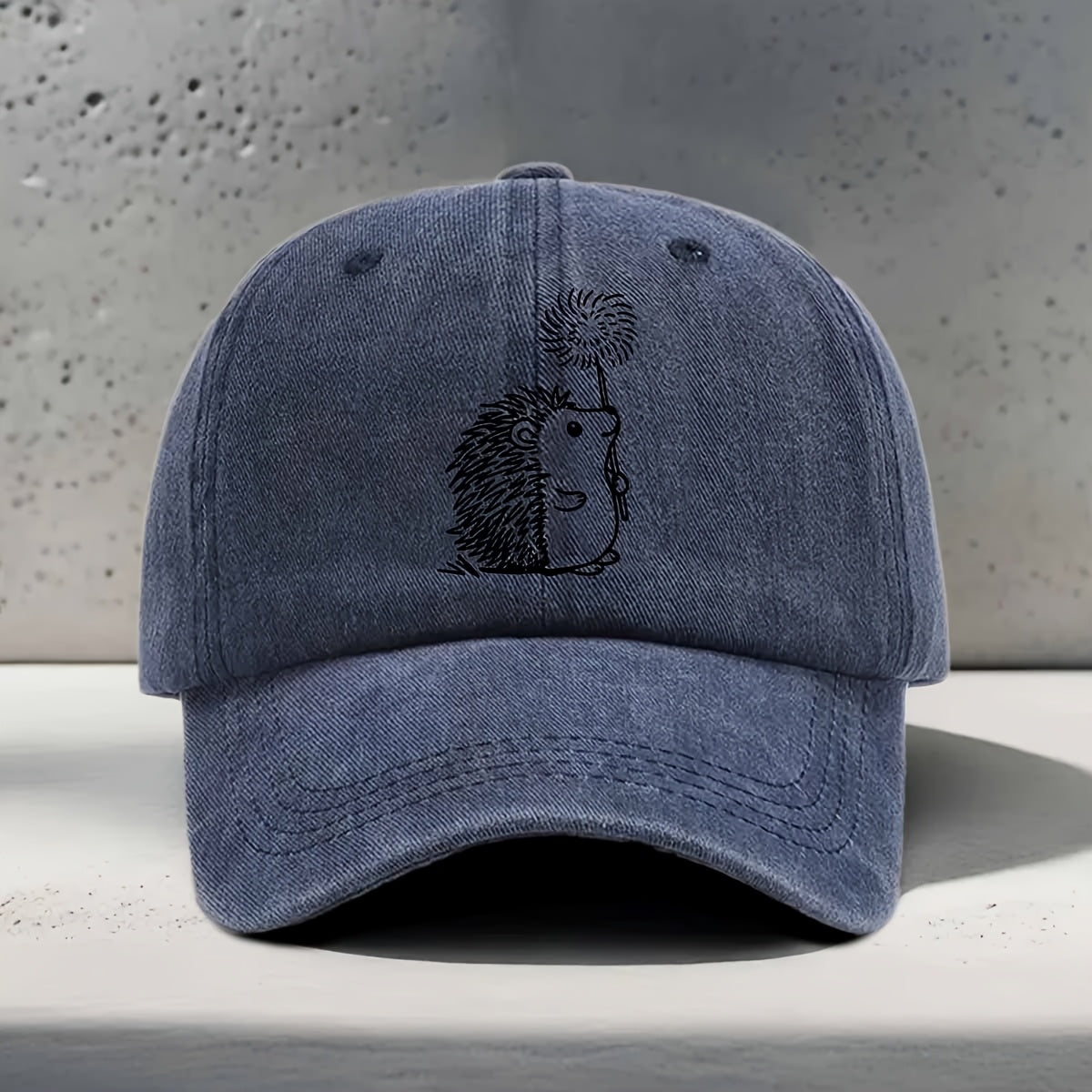 Men's & Women's Hedgehog Print Baseball Cap - Adjustable Washed Curved Brim Hat Suitable for Outdoor Sports, Travel, Casual Wear - Unisex Hip-Hop Cap with Hedgehog, for Daily Use and Vacation Activities