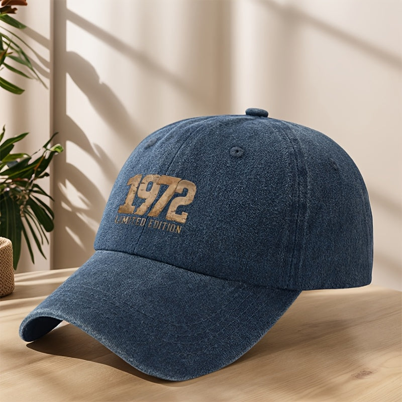1972 Vintage Washed Duckbill Baseball Cap - Distressed Retro Print Suitable for Outdoor, Casual, Streetwear & Hip-Hop Hat, Lightweight Breathable Sweat-Absorbent Cap for Sports, Camping, Vacation,