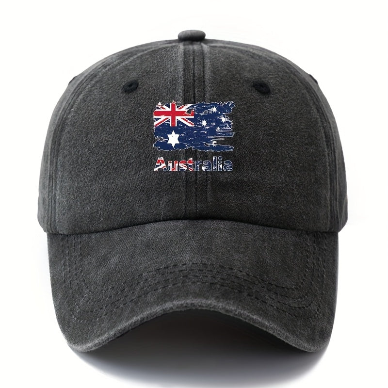 Unisex Australian Flag Baseball - Classic Retro Washed Lightweight Trucker Hat with Kangaroo & Southern Cross Design, Breathable Polyester for Outdoor, Travel, Camping, Casual Wear, Travel Accessory, Vintage Style, Durable Construction