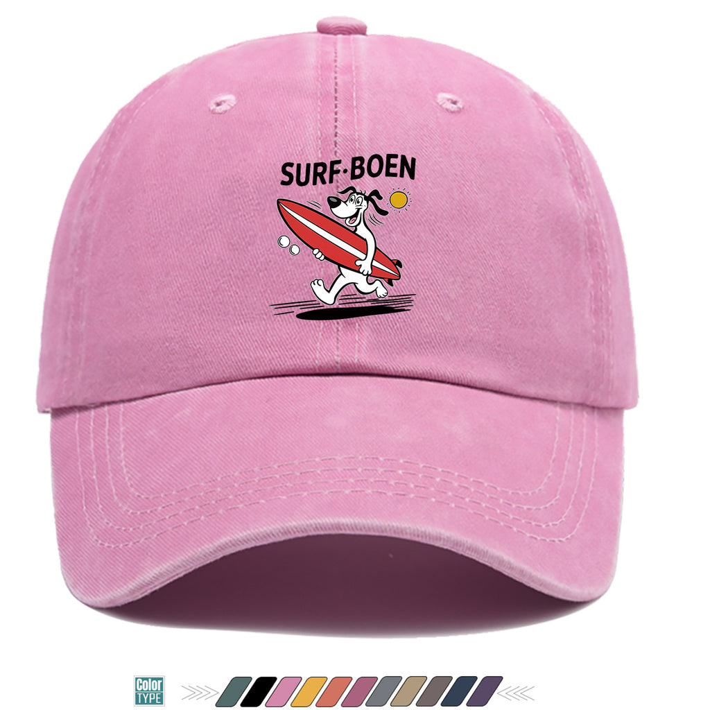 1pc Surfing Dog Fun Print Baseball Cap, Comfortable Breathable Sun Hat, Fashionable Individual Aesthetic Unisex Cap, Adjustable Size Casual Street Hat, Beach Vacation Hat, Suitable for Surfing, Beach, Vacation, Party, Outdoor Sports