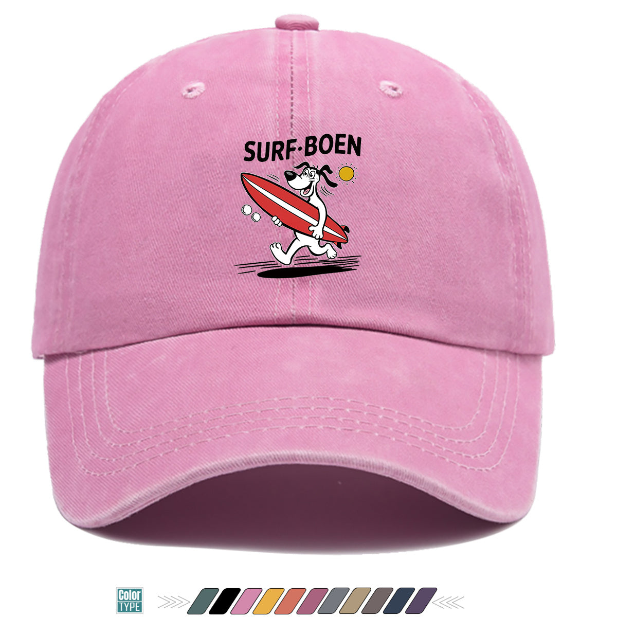 1pc Surfing Dog Fun Print Baseball Cap, Comfortable Breathable Sun Hat, Fashionable Individual Aesthetic Unisex Cap, Adjustable Size Casual Street Hat, Beach Vacation Hat, Suitable for Surfing, Beach, Vacation, Party, Outdoor Sports