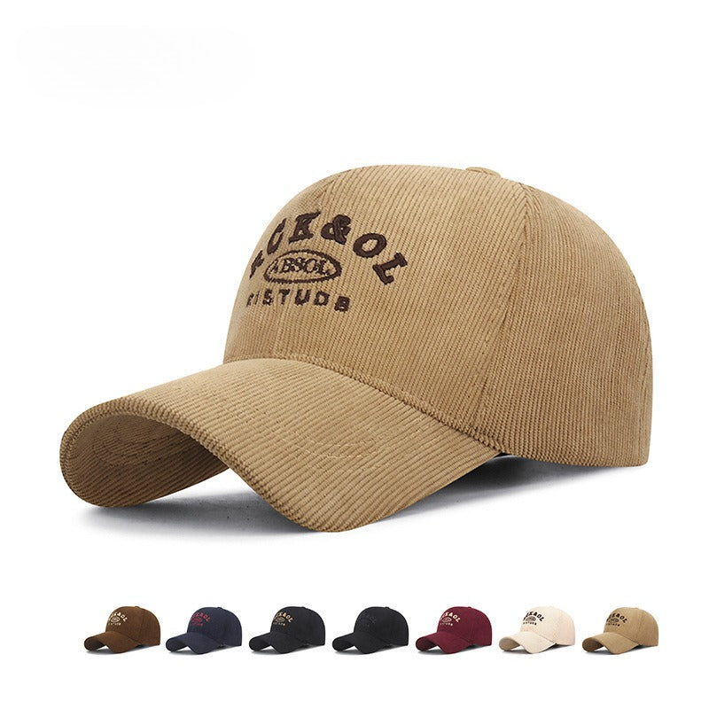 New Corduroy Hats for Autumn And Winter, Thickened And Warm, Suitable for Both Men And Women, Designed to Make The Face Look Smaller